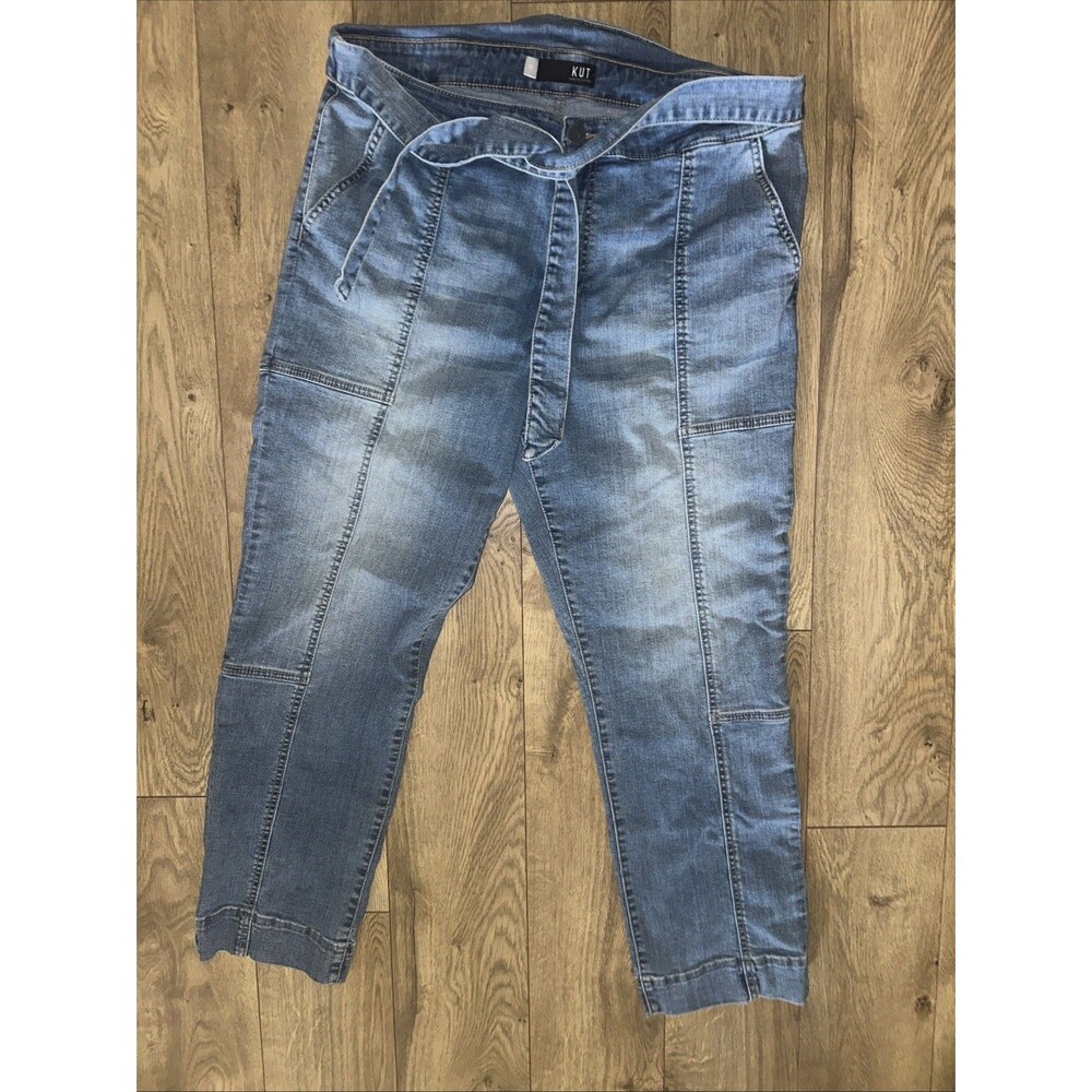 Women’s KUT FROM THE KLOTH Jeans Size 16 Paper bag Waist Style Med Wash Cropped